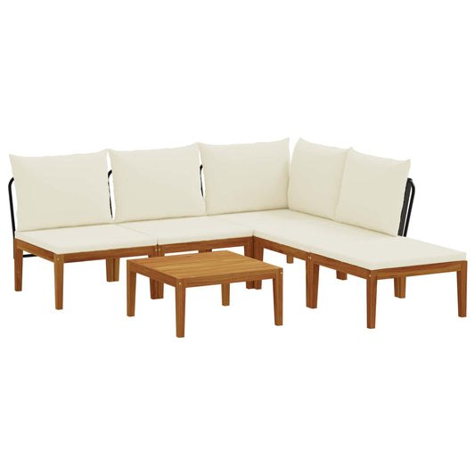 vidaXL 6 pcs Solid Acacia Wood & Rope Natural