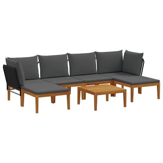 vidaXL 7 pcs Solid Acacia Wood & Rope Natural