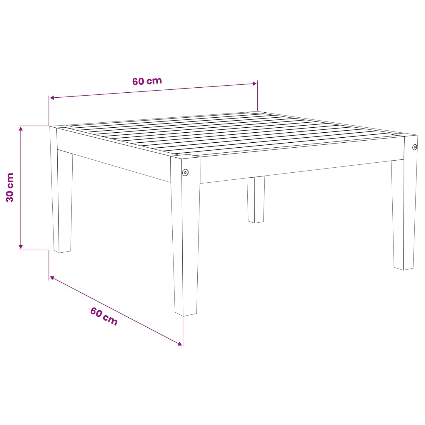 vidaXL Table Solid Acacia Wood Natural 60 x 60 x 30 cm