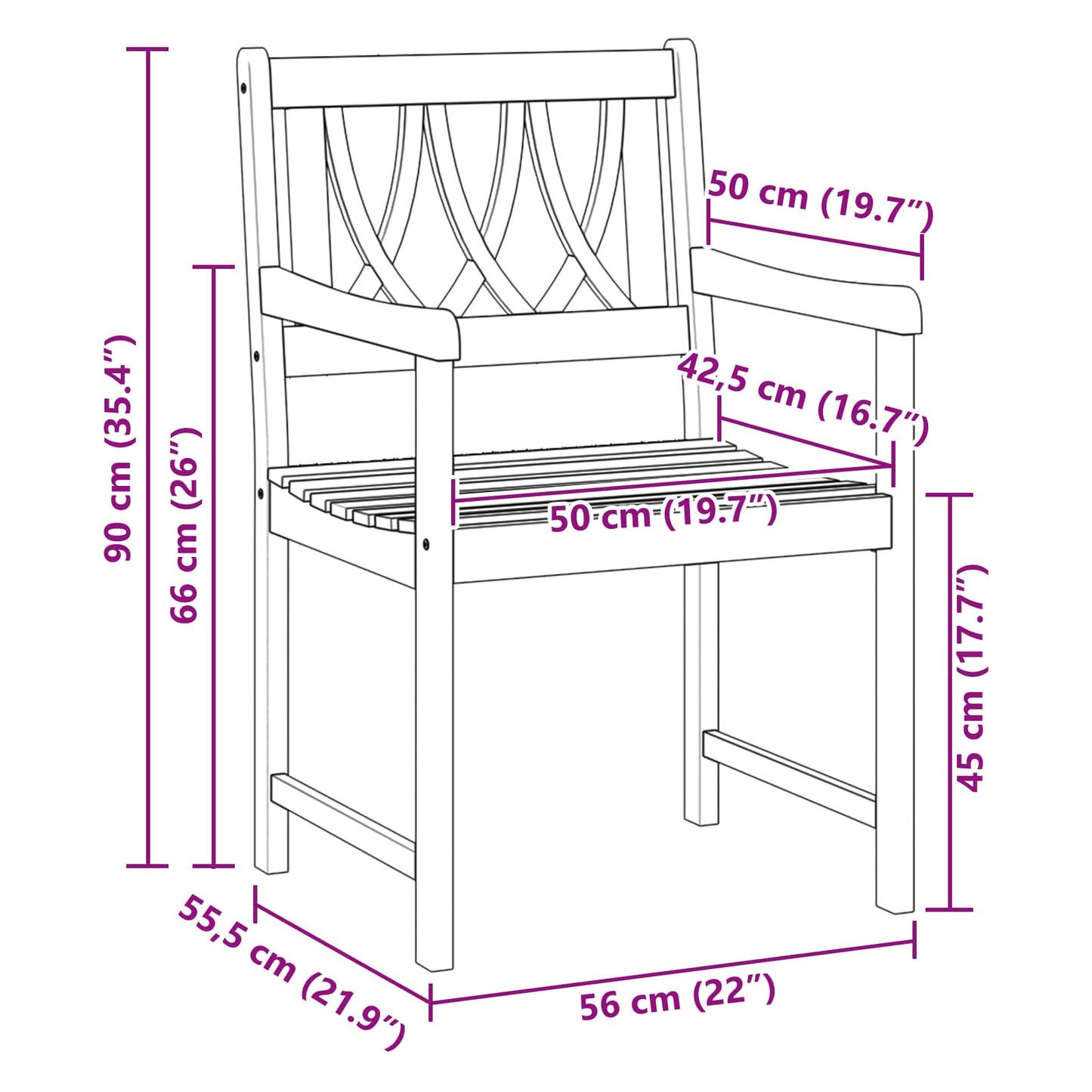 vidaXL Garden Chairs 2 pcs Natural Solid Acacia Wood