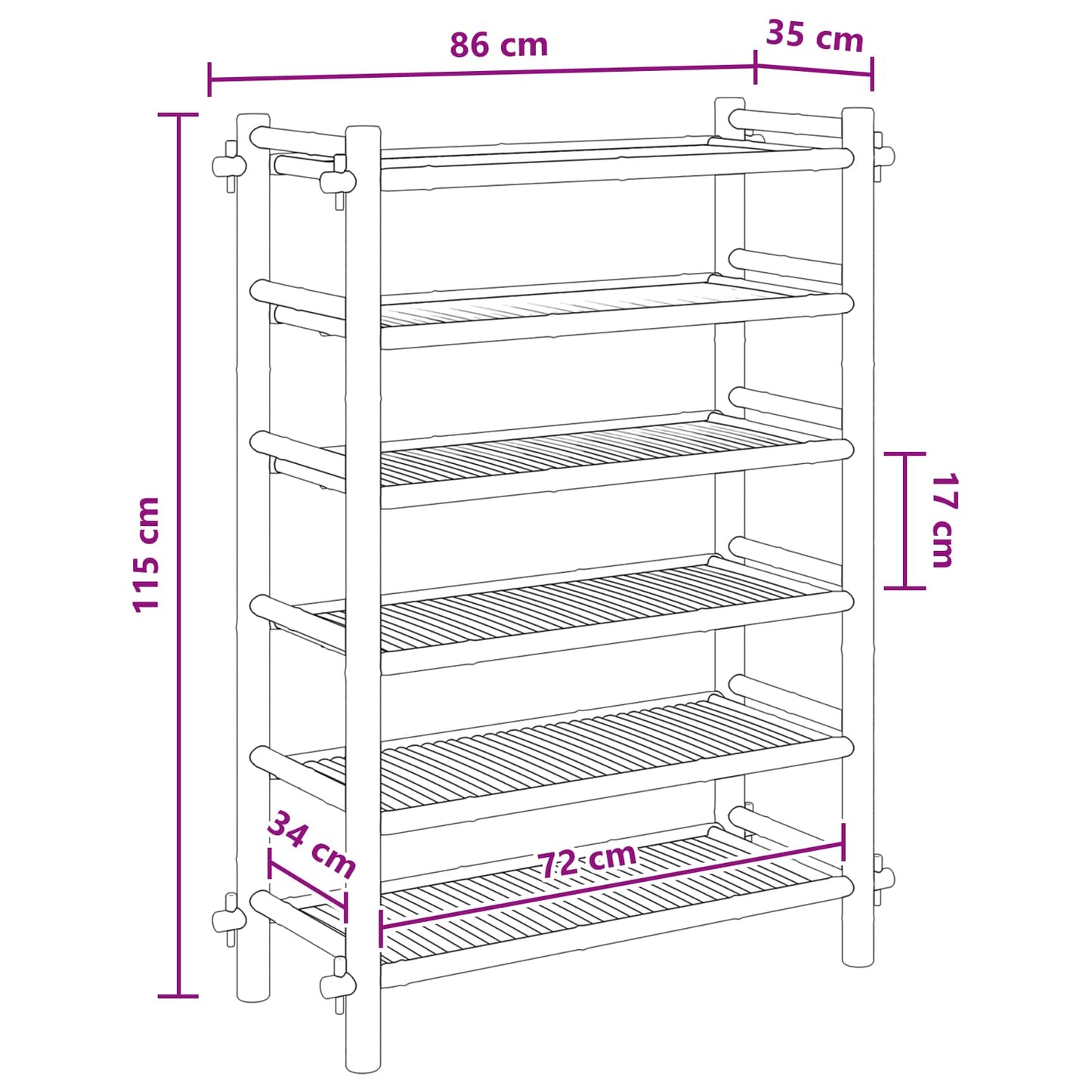 vidaXL Shoe Rack with Shelf Natural 6-tier Bamboo