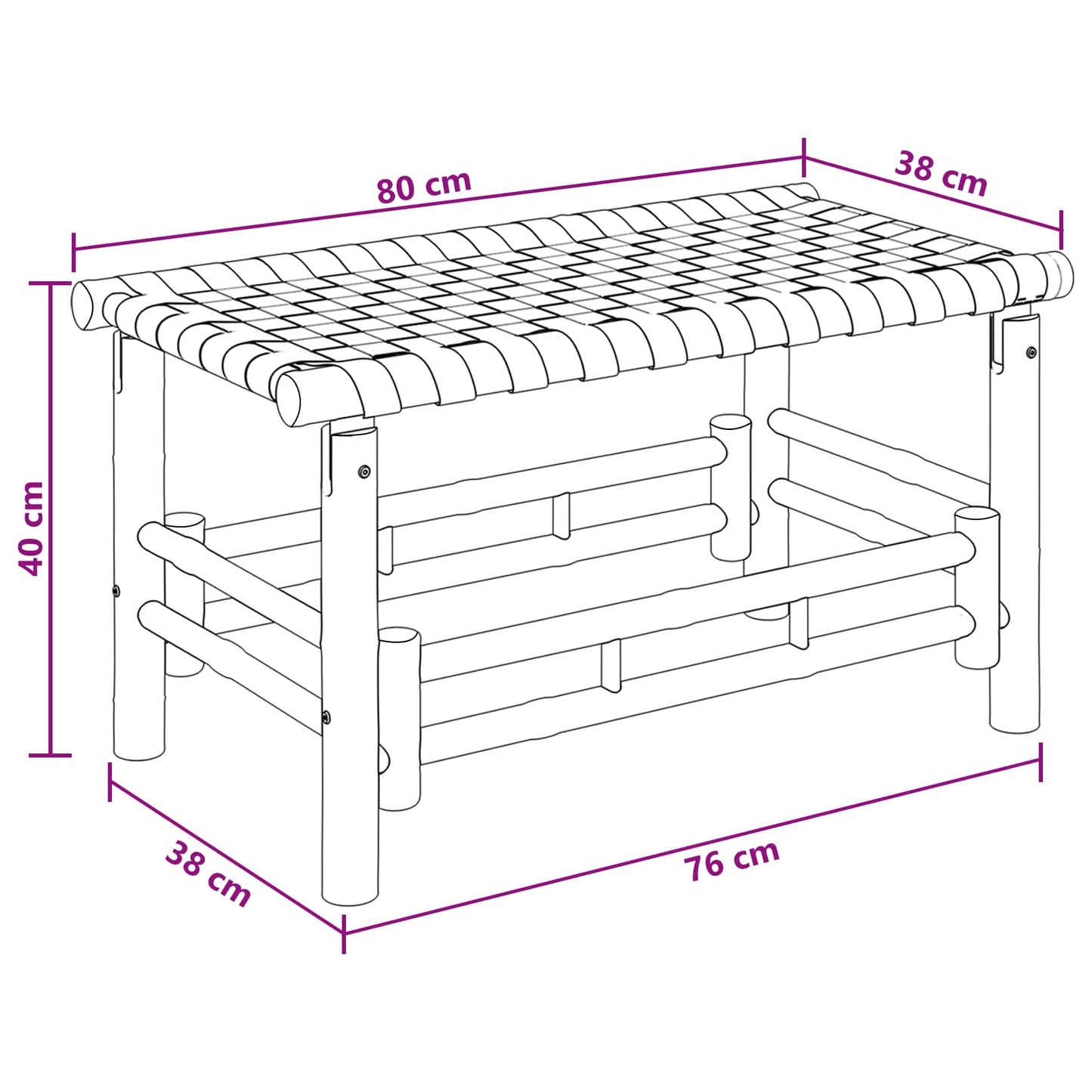 vidaXL Garden Bench 80 x 38 x 40 cm Bamboo Natural Rectangular