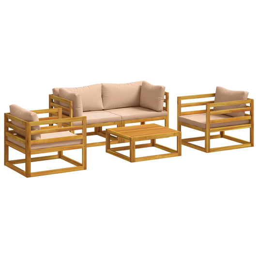 vidaXL 5 Piece Garden Lounge Set Modular Natural Solid Acacia Wood