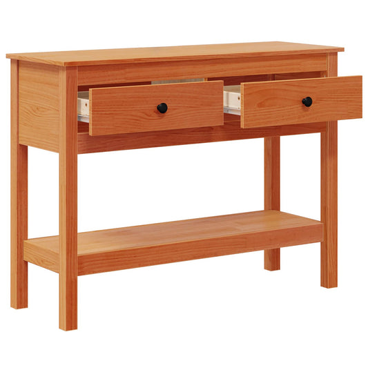 vidaXL Console Table Wax Brown 100 x 35 x 75 cm Soild Pine Wood