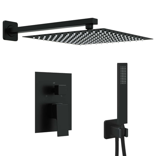 vidaXL Concealed Shower System (Square) Black Stainless Steel 201