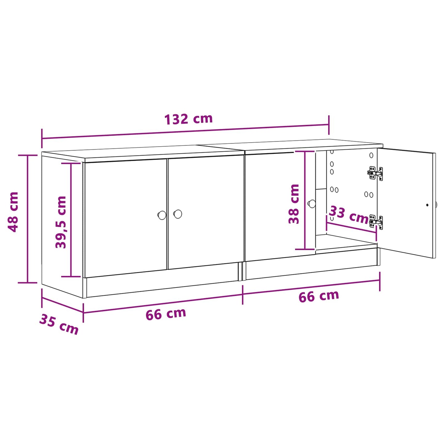 vidaXL Storage Cabinet for Loft Bed 2 pcs Grey Sonoma 66 x 35 x 48 cm