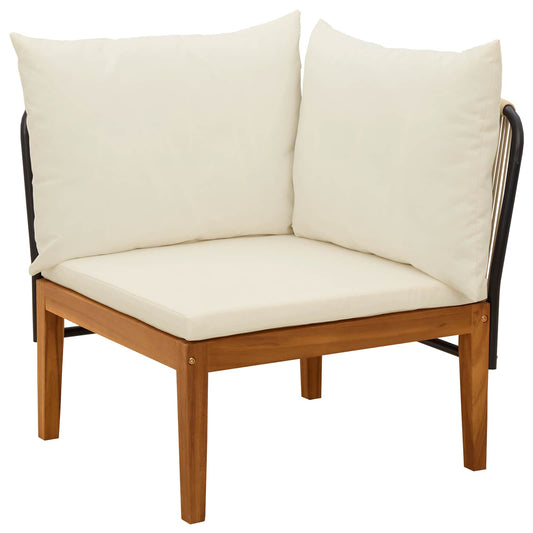 vidaXL Garden Corner Sofa with Cushions Solid Acacia Wood & Rope