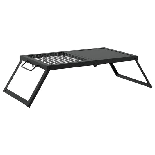 vidaXL Foldable Camping Grill Black 31.5 x 26.5 x 4 cm Alloy Steel