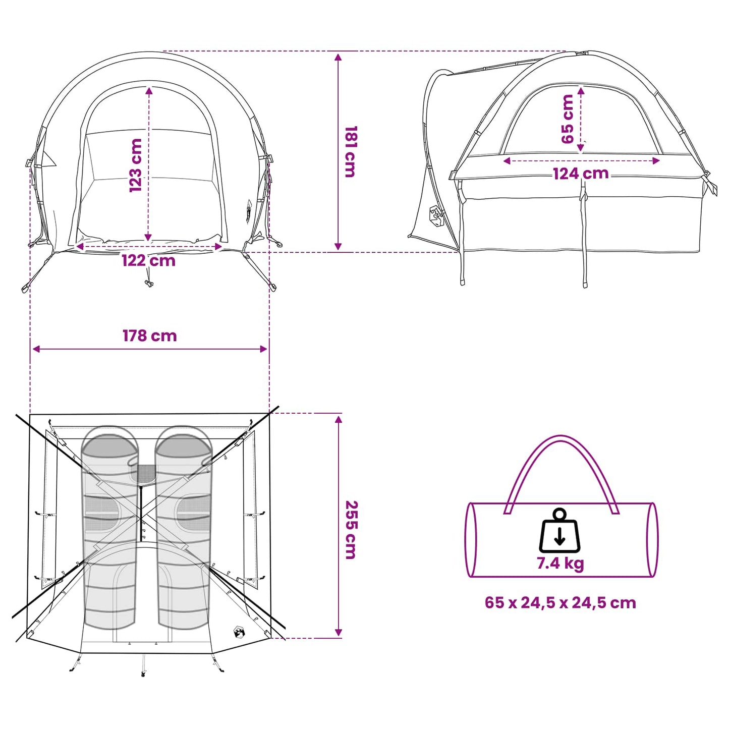 vidaXL Car Tent with Roof Blue 200 x 170 x 170 cm Polyester and Steel