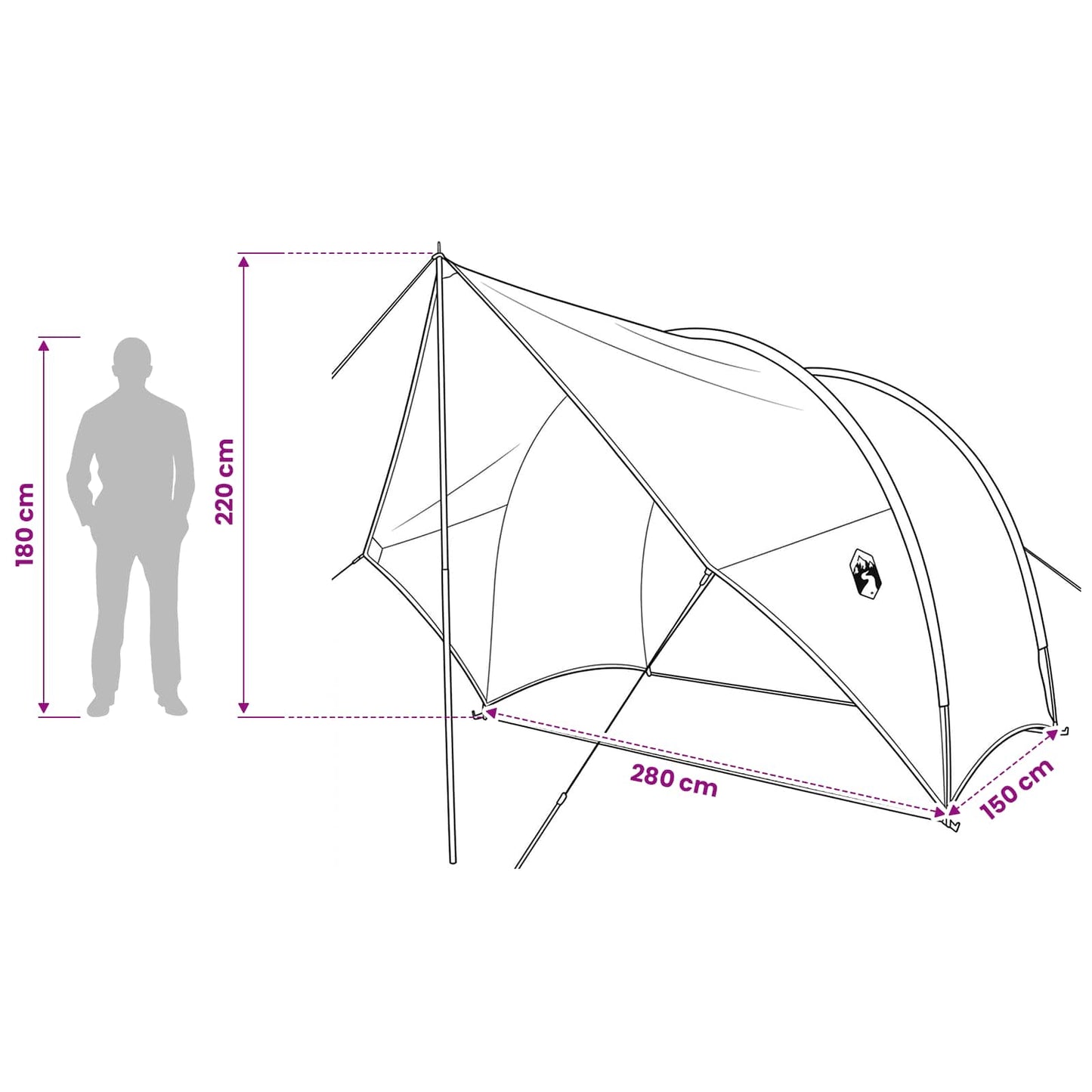 vidaXL Tailgate Awning Water-resistant Grey and Orange