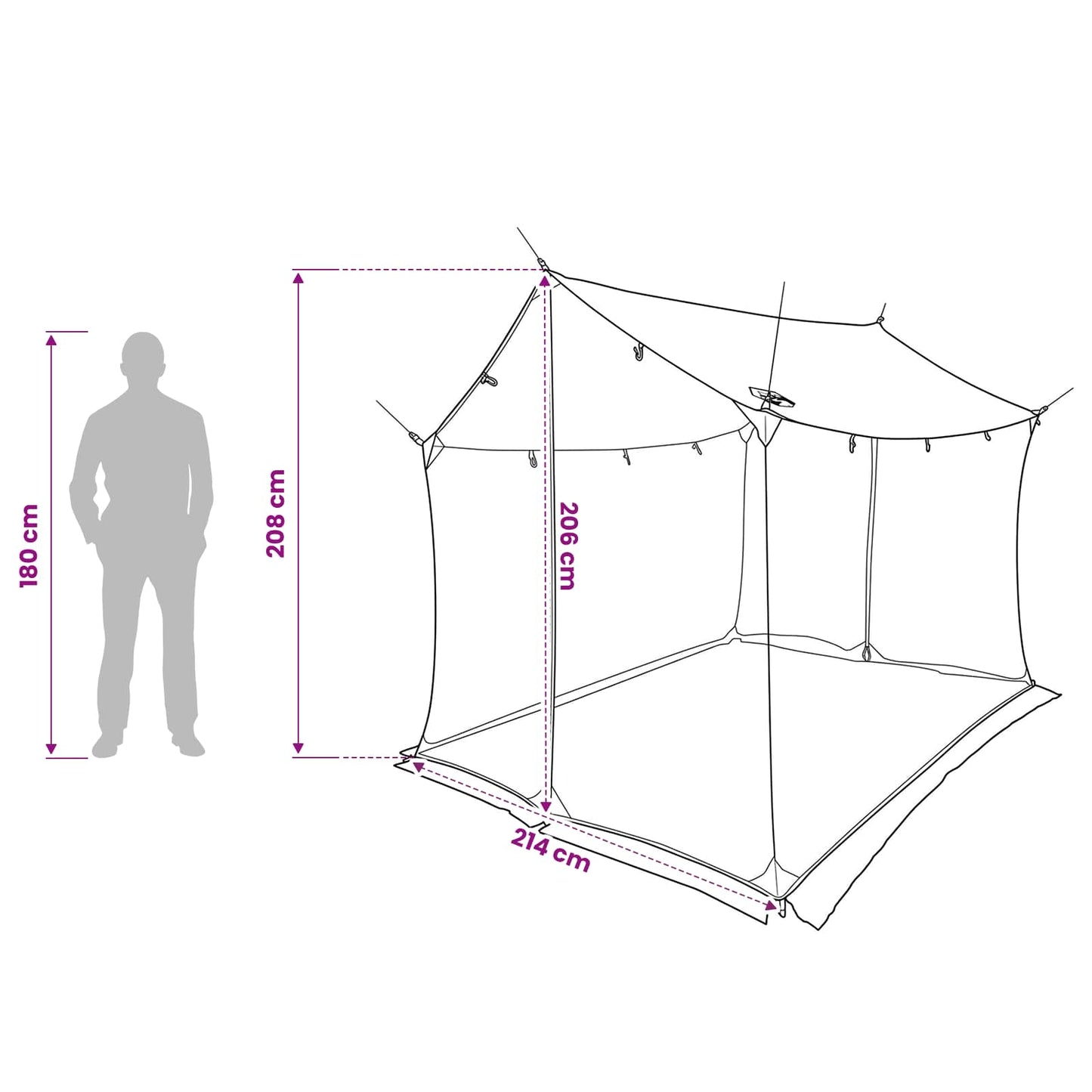 vidaXL Camping Tarp with Mesh Walls Blue 270 x 210 x 210 cm
