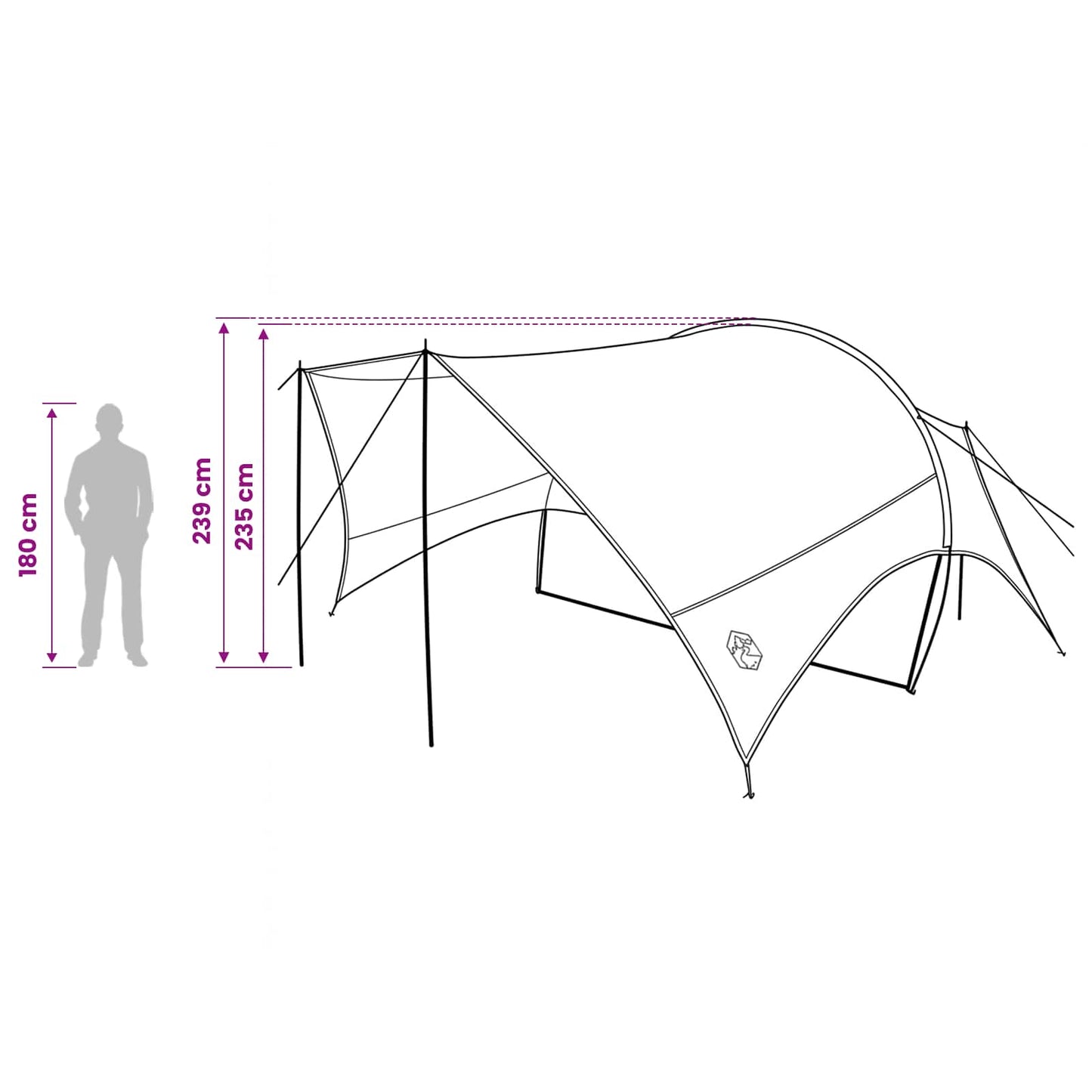 vidaXL Camping Tarp Water-resistant Green 550 x 400 x 230 cm