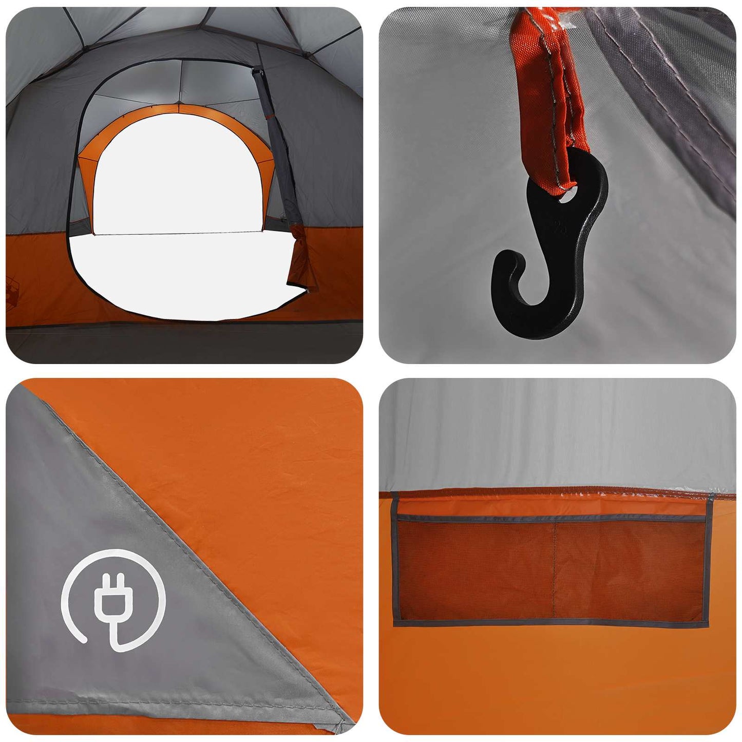 vidaXL Side Tent with Roof Grey and Orange 410 x 410 x 250 cm
