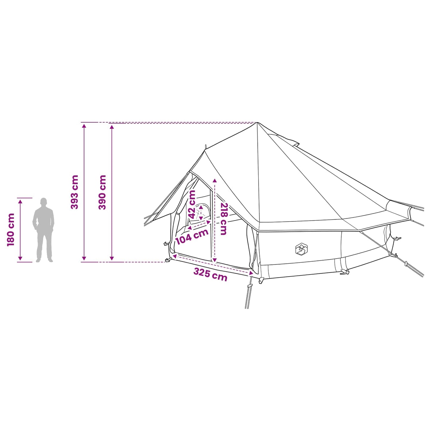 vidaXL Tipi Tent Green 700 x 700 x 395 cm Polyester and Steel