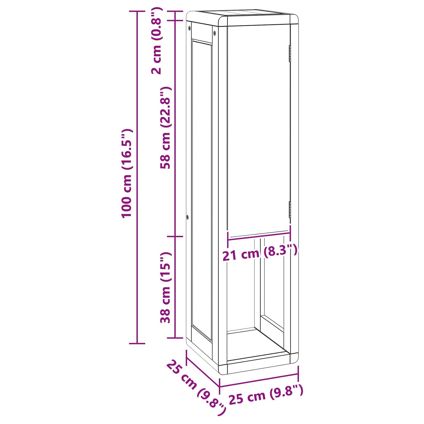 vidaXL Bathroom Side Cabinet Natural 25 x 25 x 100 cm Solid Teak Wood