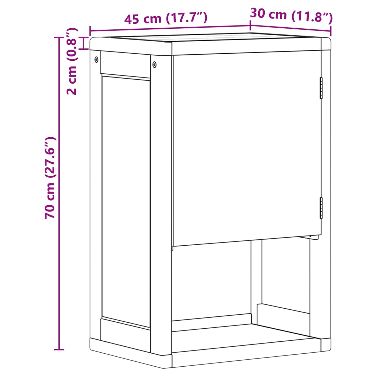 vidaXL Bathroom Side Cabinet Natural 45 x 30 x 70 cm Solid Teak Wood