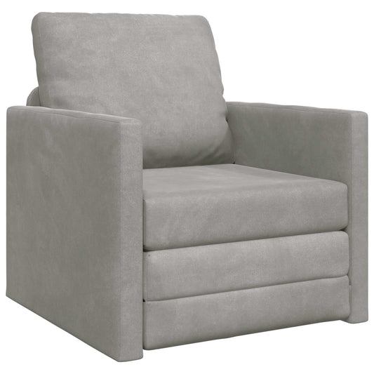 vidaXL Folding Sofa Bed Light Grey 74 x 77 x 81 cm Velvet