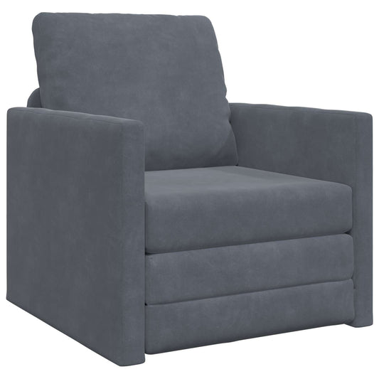 vidaXL Folding Sofa Bed Dark Grey 74 x 77 x 81 cm Velvet