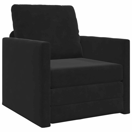vidaXL Folding Sofa Bed Black 74 x 77 x 81 cm Velvet