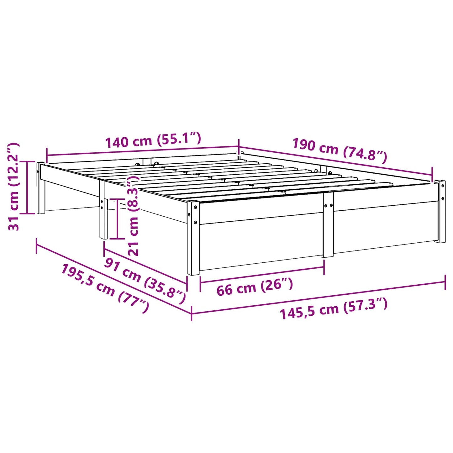 vidaXL Bed Frame Solid-Pine