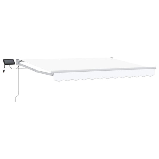 vidaXL Manual Retractable Awning with LEDs White 3.5 x 2.5 m