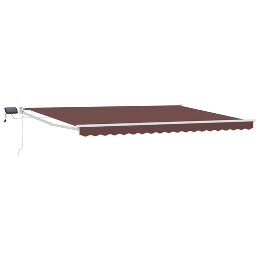 vidaXL Manual Retractable Awning with LEDs Brown and White 4.5 x 3 m