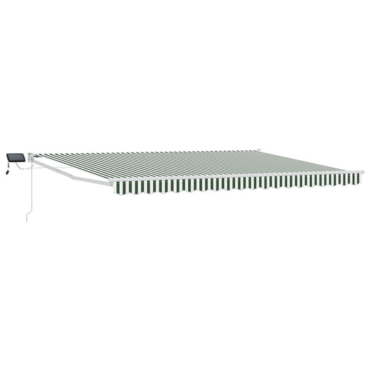 vidaXL Manual Retractable Awning with LEDs Green and White 5 x 3 m