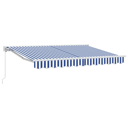 vidaXL Manual Retractable Awning Blue and White 3 x 2.5 m
