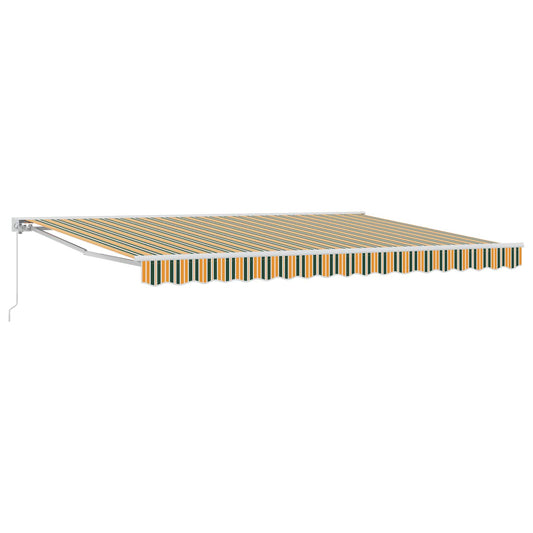 vidaXL Manual Retractable Awning Green and Yellow 5 x 3 m