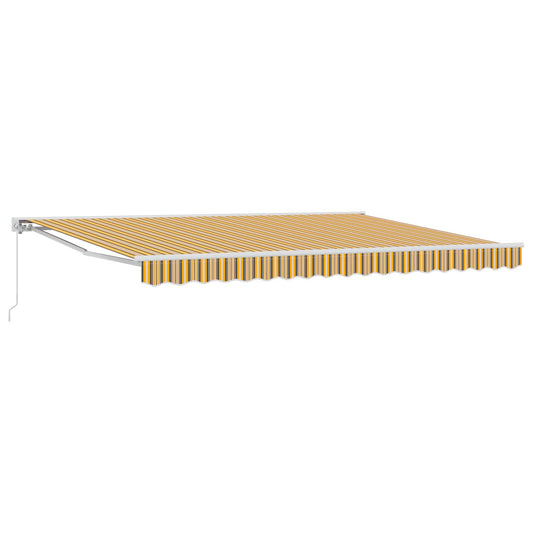 vidaXL Manual Retractable Awning Yellow, Grey and White 5 x 3.5 m
