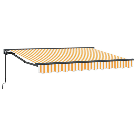 vidaXL Manual Retractable Awning Yellow and White 3.5 x 2 m