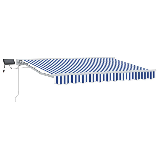 vidaXL Manual Awning Frame with LEDs Blue and White 3.5 x 2.5 m