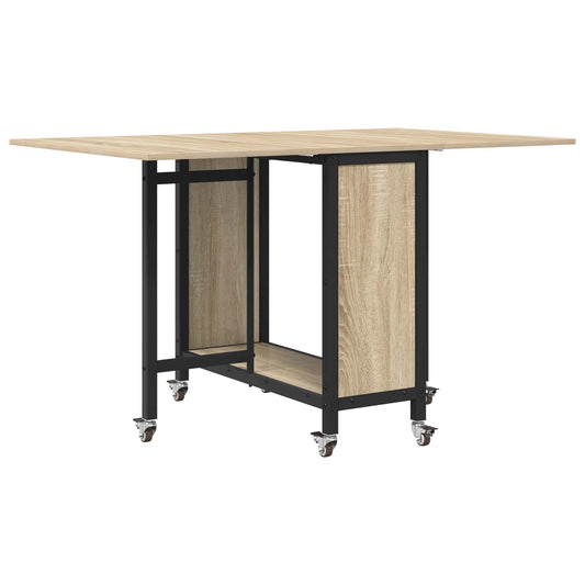 vidaXL Folding Dining Table with Castors 130 x 80 x 76.5 cm steel PB