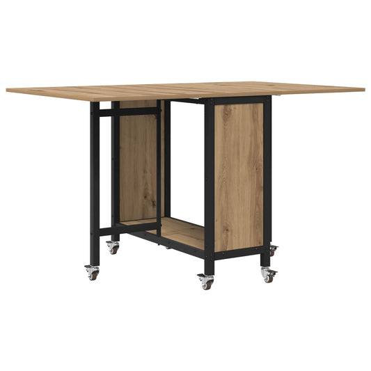 vidaXL Folding Dining Table with Castors 130 x 80 x 76.5 cm steel PB