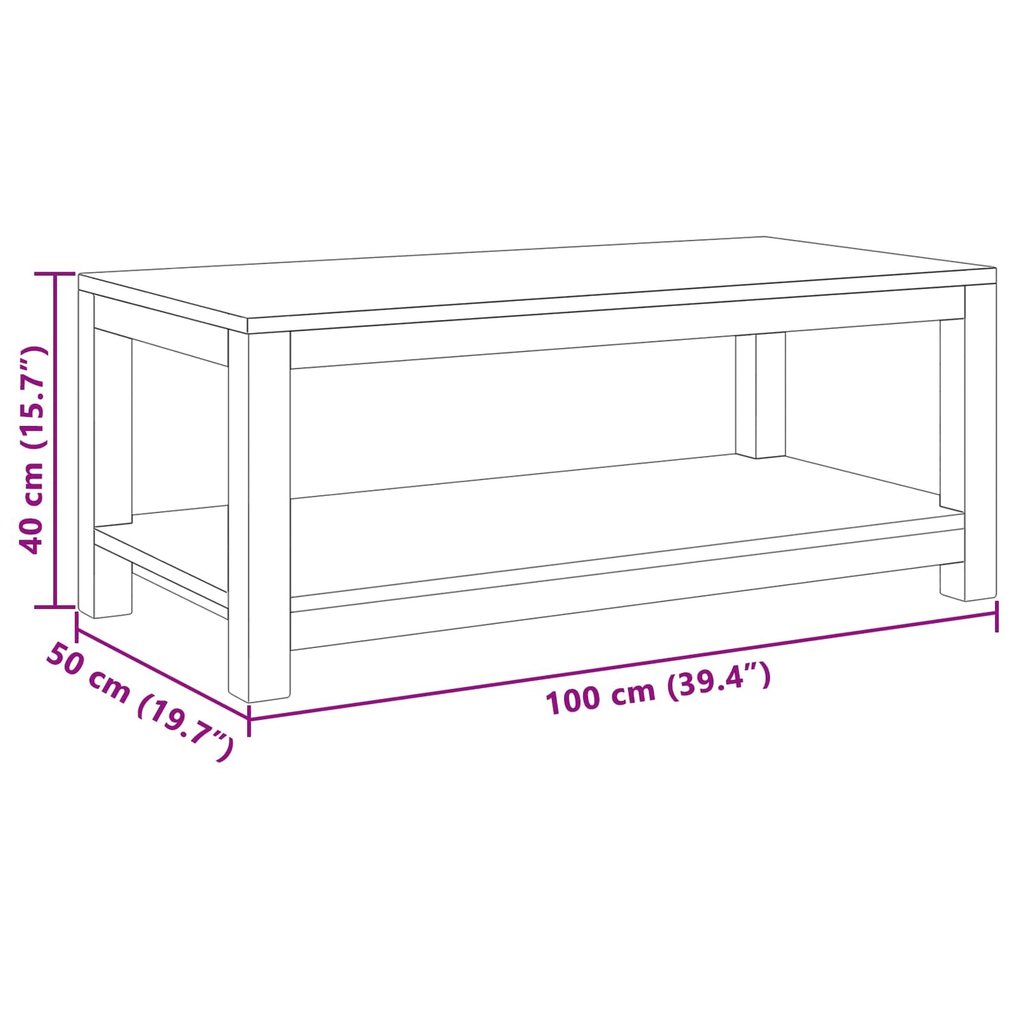 vidaXL Coffee Table Natural 100 x 50 x 40 cm Solid Teak Wood