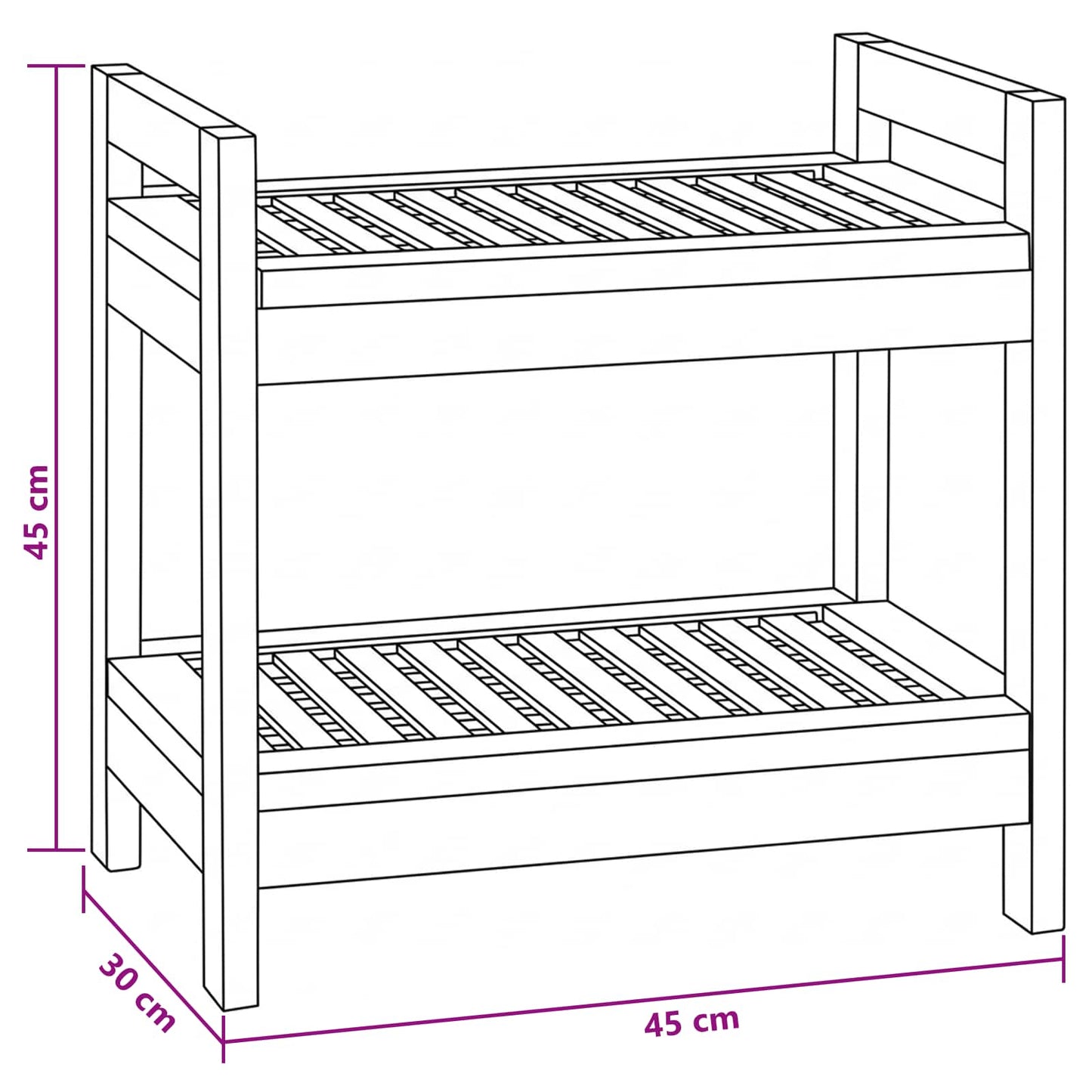 vidaXL Bathroom Shelf Natural 45 x 30 x 45 cm Solid Teak Wood