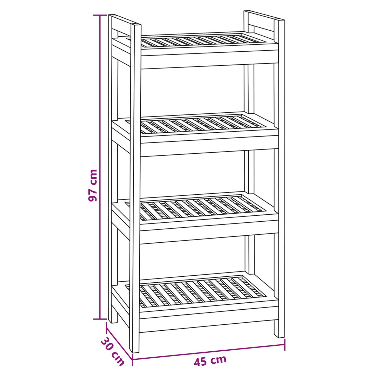 vidaXL Bathroom Shelf Natural 45 x 30 x 97 cm Solid Teak Wood