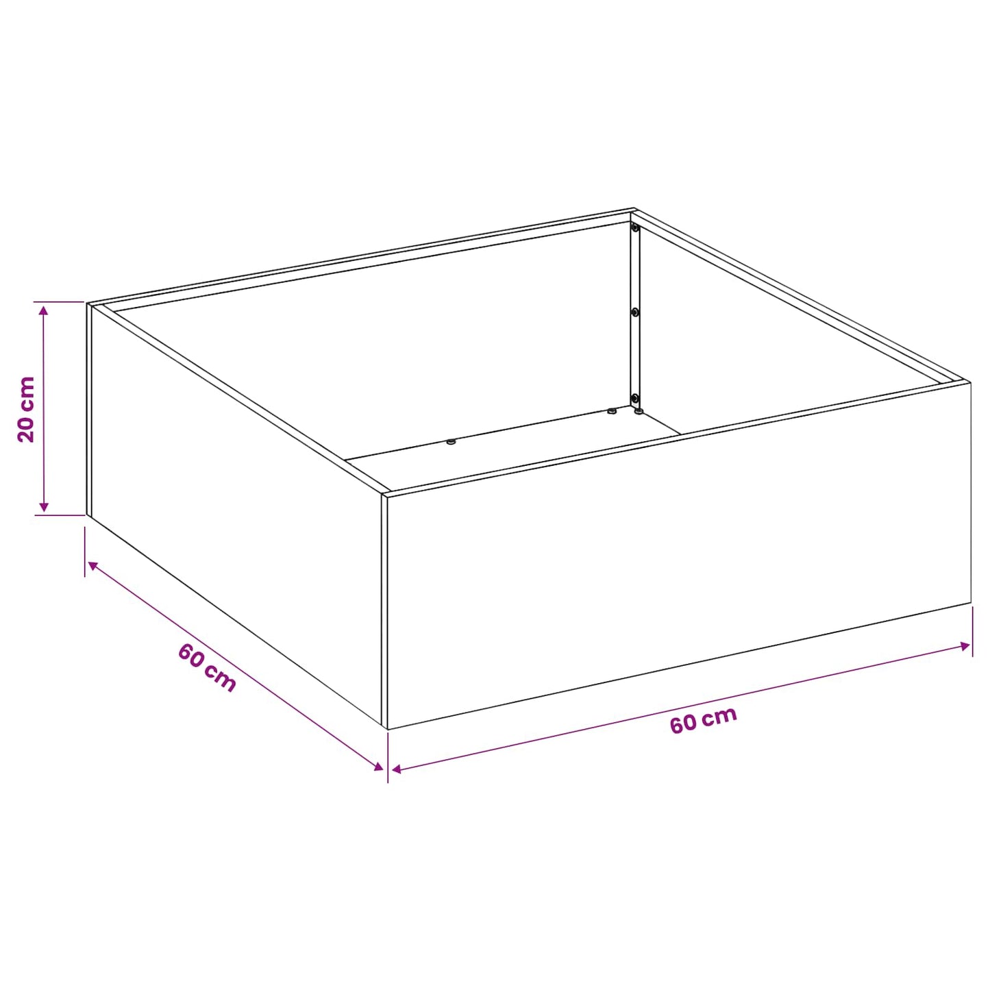 vidaXL Garden Planter Black 60 x 60 x 20 cm Cold-rolled Steel
