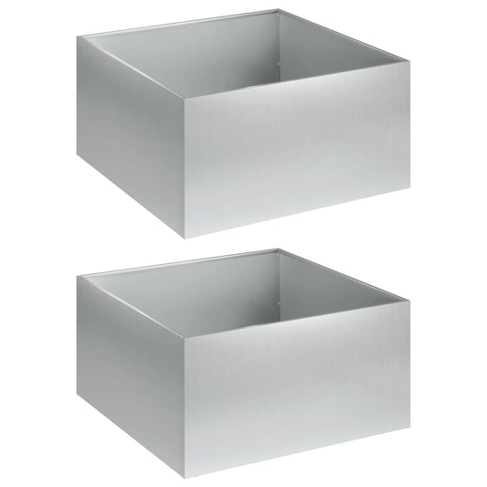 vidaXL Garden Planter 2 pcs Silver 60 x 60 x 30 cm Galvanised Steel