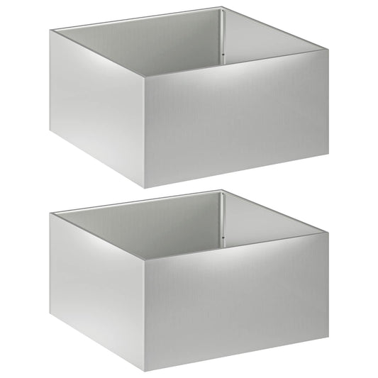 vidaXL Garden Planter 2 pcs Silver 60 x 60 x 40 cm Galvanised Steel
