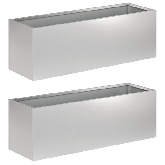 vidaXL Garden Planter 2 pcs Silver 40 x 20 x 20 cm Galvanised Steel