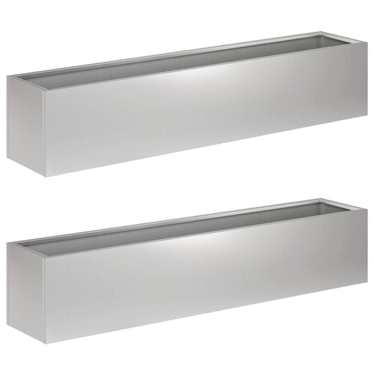 vidaXL Garden Planter 2 pcs Silver 80 x 20 x 20 cm Galvanised Steel