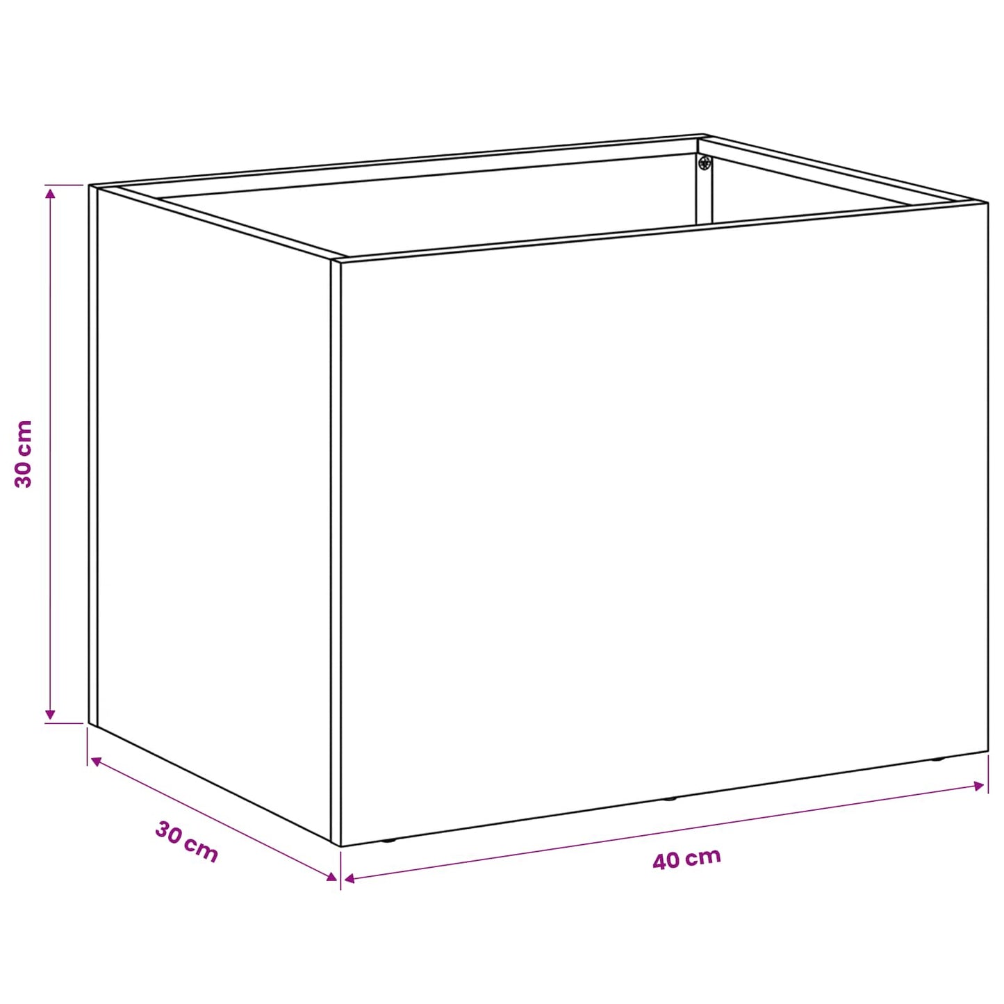 vidaXL Garden Planter White 40 x 30 x 30 cm Cold-rolled Steel