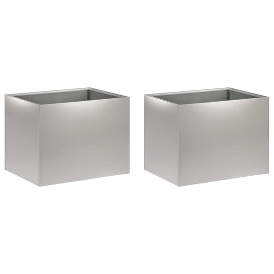 vidaXL Garden Planter 2 pcs Silver 40 x 30 x 30 cm Galvanised Steel