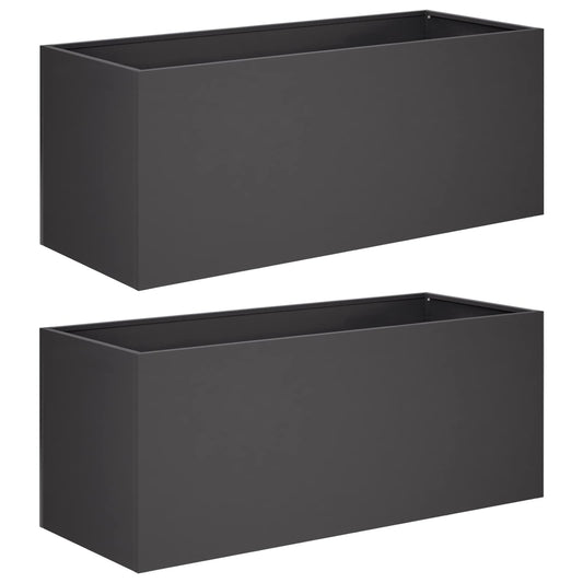 vidaXL Garden Planter 2 pcs Black 80 x 40 x 40 cm Cold-rolled Steel