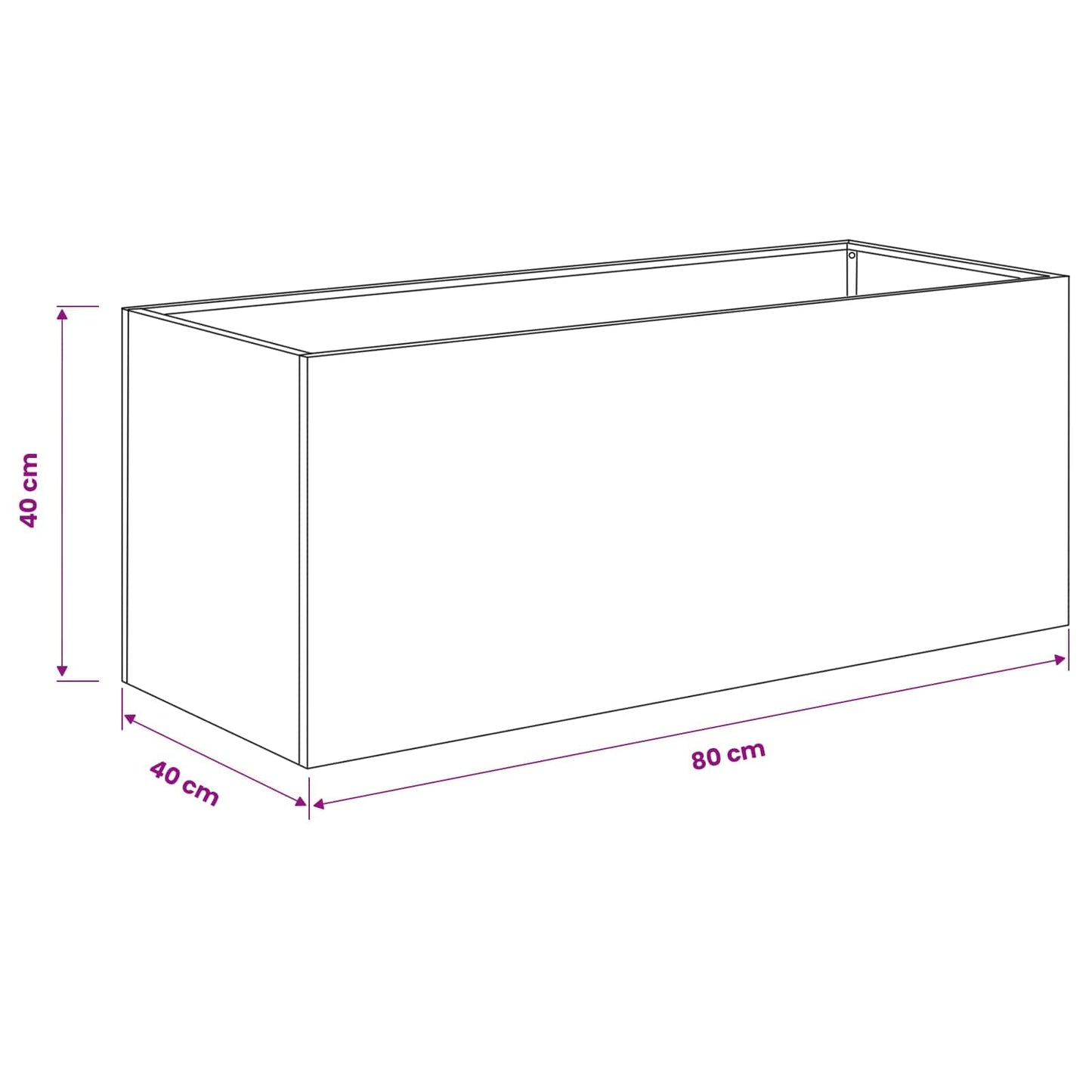 vidaXL Garden Planter 2 pcs Black 80 x 40 x 40 cm Cold-rolled Steel