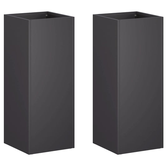 vidaXL Garden Planter 2 pcs Black 20 x 20 x 50 cm Cold-rolled Steel