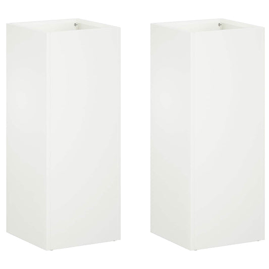 vidaXL Garden Planter 2 pcs White 20 x 20 x 50 cm Cold-rolled Steel