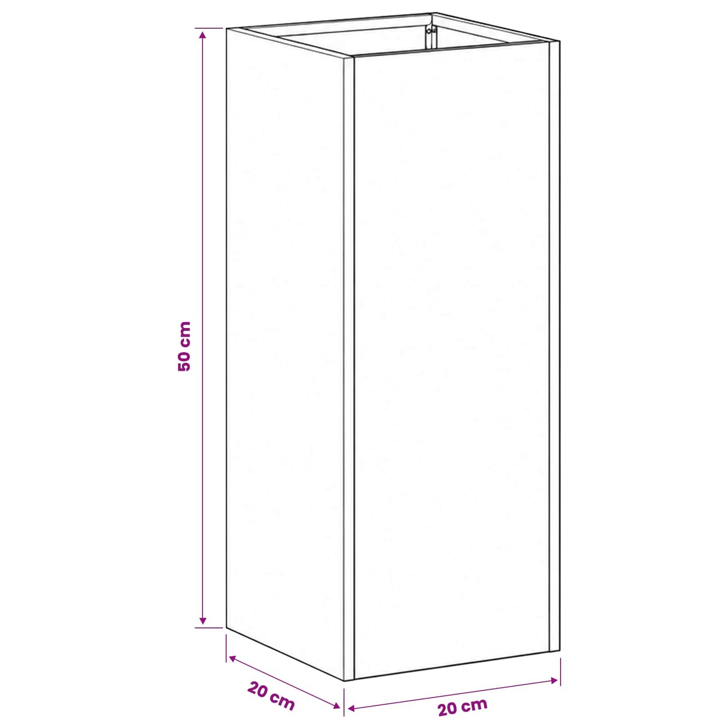 vidaXL Garden Planter Olive Green 20 x 20 x 50 cm Cold-rolled Steel