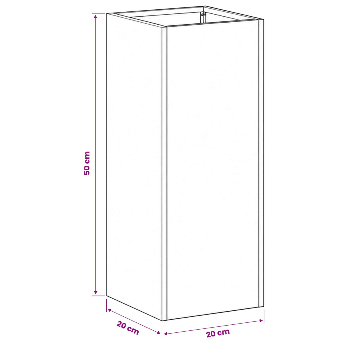 vidaXL Garden Planter Silver 20 x 20 x 50 cm Galvanised Steel